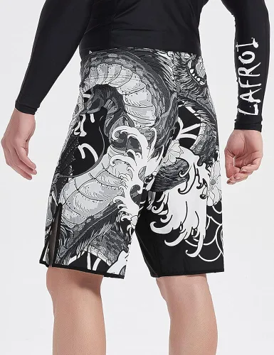 Vista 5 de LAFROI QJK01 - Pantalones cortos de boxeo para hombre con cordón y bolsillo