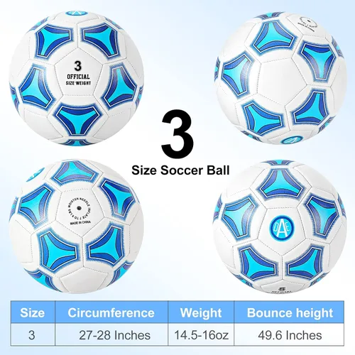 Vista 3 de STEEFAN Balón de Fútbol Tamaño 3/4/5 para Niños Juego al Aire Libre, Balón de Fútbol que Cambia de Color con Red de Transporte, Balón