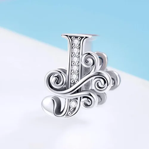 Vista 4 de Plata de ley 925 maciza con piedras cúbicas, opciones de regalo completas AZ alfabeto encantador, letras abalorios para pulseras europeas Pandora