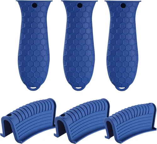 Vista 13 de 4 soportes de silicona para herramientas calientes, resistente al calor, mango de utensilios de cocina, agarraderas de goma antideslizantes, fundas