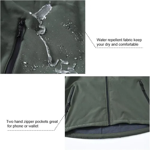 Vista 4 de Gopune Chaqueta de senderismo Softshell para hombre con forro polar impermeable ligera con capucha