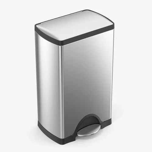 Vista 2 de simplehuman Cubo de basura rectangular de 38 litros/10 galones, acero inoxidable cepillado y cubo de basura delgado de 10 litros/2.6 galones, acero