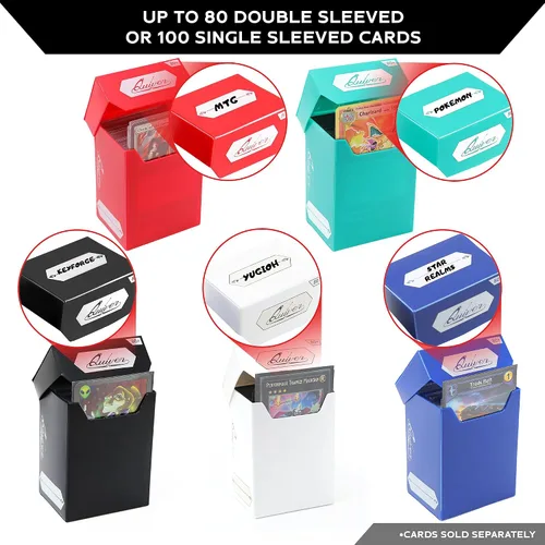 Vista 7 de Quiver Time Paquete: 1 funda negra para tarjetas Quiver + 5 bloques de cubierta 80+ para MTG, PM TCG, KeyForge, Dragon Ball Z, Netrunner