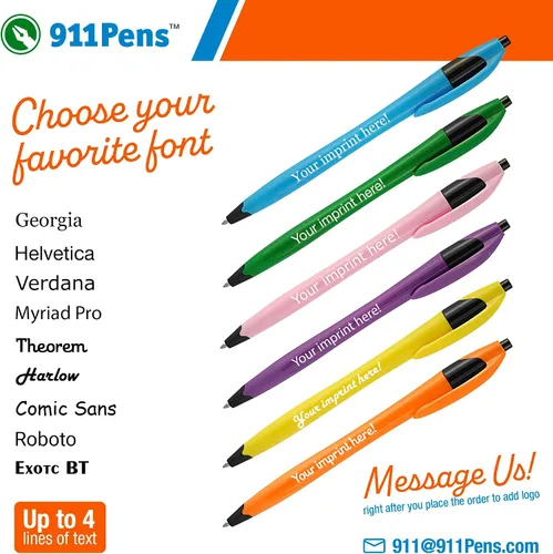 Vista 3 de 911Pens - Bolígrafo de colores, colorido, elegante, tropical, elegante, delgado, con ribete negro, bolígrafos de clic de calidad personalizables