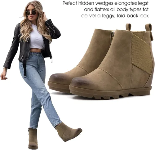 Vista 6 de Athlefit Botas de cuña cómodas para mujer