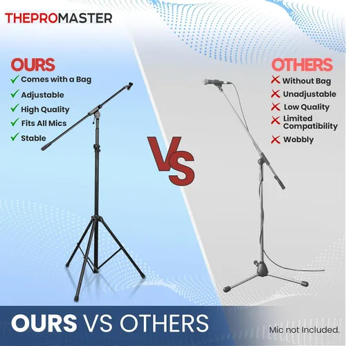 Vista 4 de Soporte de micrófono para trípode, cuello de cisne telescópico de audio profesional universal y ajustable, soporte de micrófono con brazo de pluma