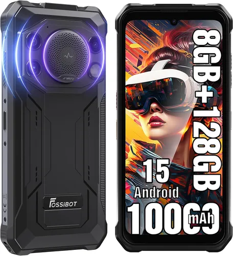 Vista 8 de FOSSIBOT F101P Teléfono de llamada resistente, Android 13 7GB+64 GB /1 TB Smartphone resistente 10600mAh teléfono desbloqueado 123dB teléfono
