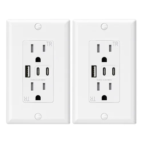 Vista 13 de ELEGRP Tomacorrientes USB, tomacorriente de pared de 15 amperios con 3 puertos USB, tomacorrientes con puertos USB C duales, receptáculos