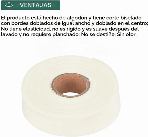 Vista 3 de MECCANIXITY Cinta al bies de doble pliegue de 1 pulgada, cinta al bies de poliéster continua a granel para coser, costura, acolchado, dobladillo