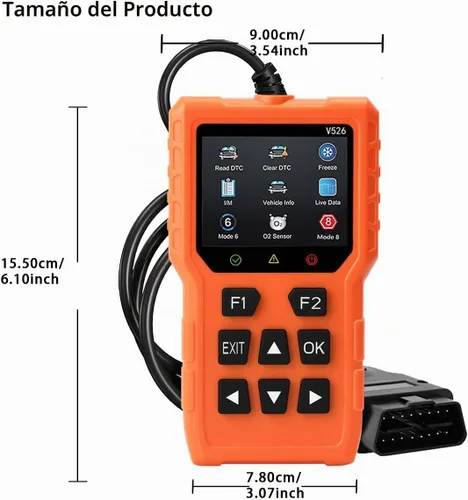 Vista 8 de Herramienta de diagnóstico del escáner V526 OBD2, herramienta de escáner de código de falla de luz del motor de borrado de verificación, DTC, flujo