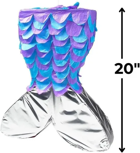 Vista 3 de Piñata de cola de sirena brillante para fiesta mágica de sirena