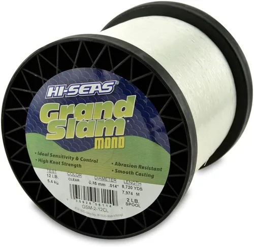 Vista 29 de HI-SEAS Grand Slam - Sedal de pesca de monofilamento, fuerte y resistente a la abrasión, en agua dulce y salada transparente, rosa, verde, azul