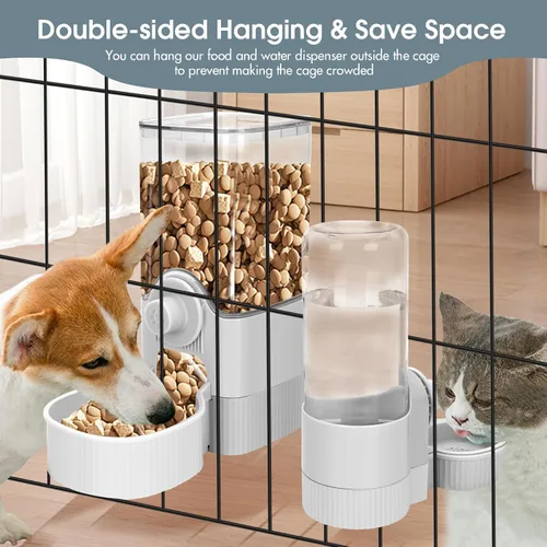 Vista 4 de Yummy Sam Jaula colgante dispensador automático de botellas de agua para mascotas pequeñas, alimentador automático desmontable de gravedad de 1.2 L