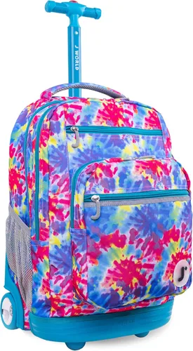 Vista 16 de J World Sundance Mochila Rodante para Laptop para Niñas y Niños. Mochila Escolar con Ruedas, Rombos negro, 20 pulgadas