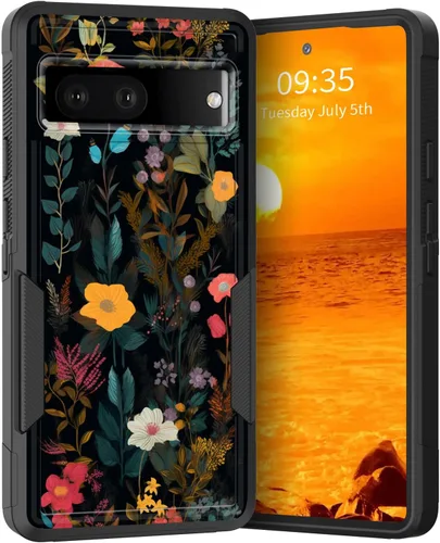 Vista 180 de Funda para Pixel 6A, Híbrida de Doble Capa de Servicio Pesado Resistente a Prueba de Golpes PC Duro + Funda Protectora de Silicona Suave para Google