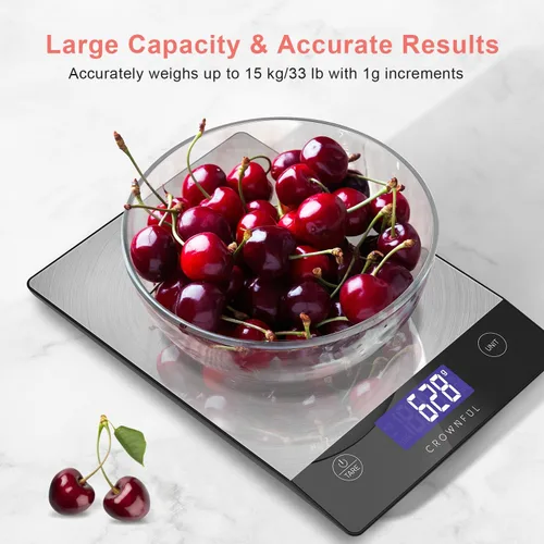 Vista 8 de CROWNFUL Mini refrigerador y calentador de 4 litros (blanco) y báscula de cocina de alimentos recargable de 33 libras