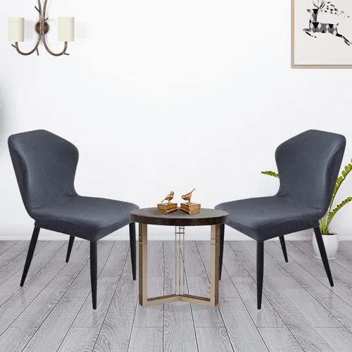 Vista 2 de Juego de fundas elásticas para sillas de comedor de 4/6/2 terciopelo para sillas de comedor, fundas protectoras de estilo nórdico moderno, con Negro