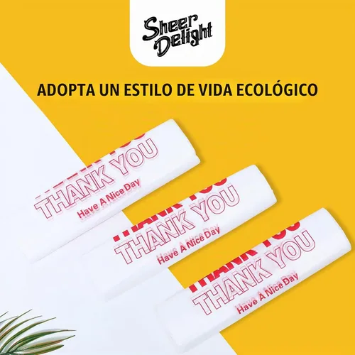 Vista 7 de Bolsas de plástico SheerDelight, 300 bolsas de agradecimiento para compras, comestibles