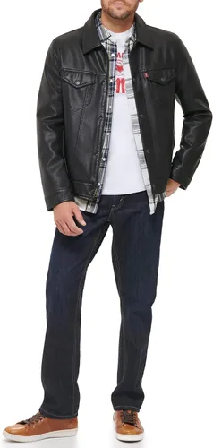 Vista 3 de Levi's Chaqueta de camionero clásica de piel sintética para hombre