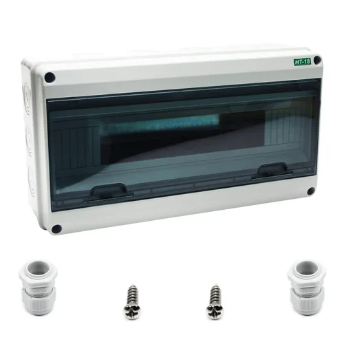 Vista 12 de Fielect Caja de protección de distribución MCB de 2 vías con riel DIN, caja eléctrica de disyuntor de plástico ABS y cubierta transparente IP65