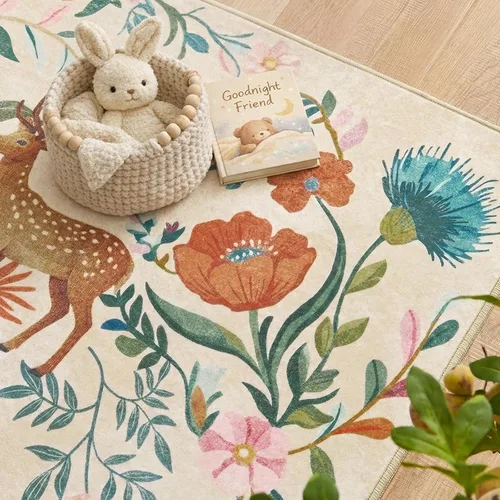 Vista 8 de jinchan Moonrise - Alfombra redonda de 5 pies para habitación de niños, lavable, suave, antideslizante, de pelo bajo, diseño de cuento de hadas