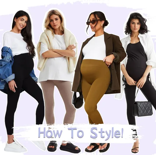 Vista 2 de GROTEEN Paquete de 3 leggings de maternidad para mujer, sobre el vientre, con bolsillos, súper suaves, para entrenamiento, embarazo, yoga