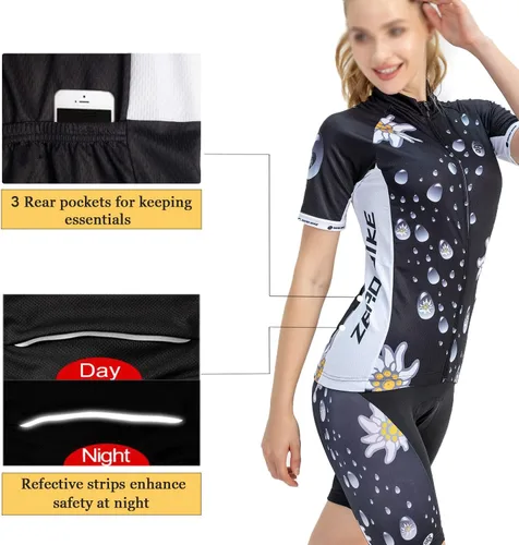 Vista 16 de Jersey de ciclismo para mujer, de manga corta, secado rápido, transpirable, para montaña.