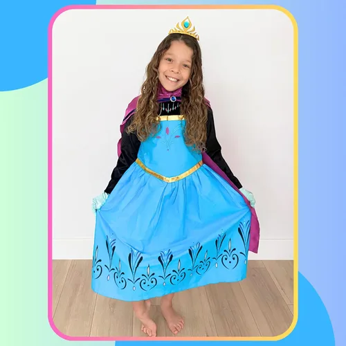 Vista 6 de Disfraz de coronación para niñas (5 años, azul-morado)