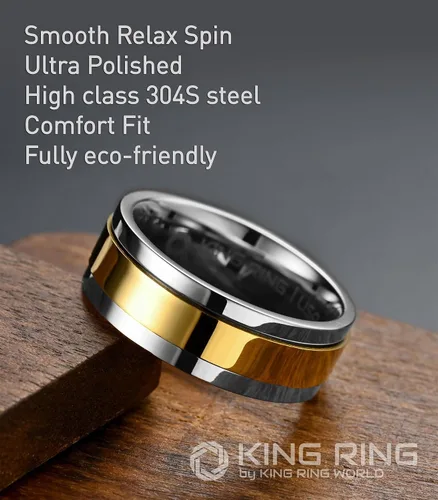 Vista 3 de King Ring Anillos giratorios ultra pulidos de 0.315 in Anillos de acero inoxidable planos brillantes de alta calidad para hombres y mujeres