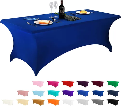 Vista 95 de LZY Cubierta de Mesa Elástica Ajustable de Spandex para Mesa Plegable de 6 pies, 4 pies o 8 pies, Mantel de Cóctel Rectangular, Perfecto para Champn
