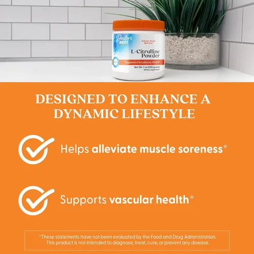 Vista 6 de Doctors Best L-citrulina en polvo – Suplemento de citrulina L para hombres y mujeres, apoyo al metabolismo del óxido nítrico, ayuda al dolor