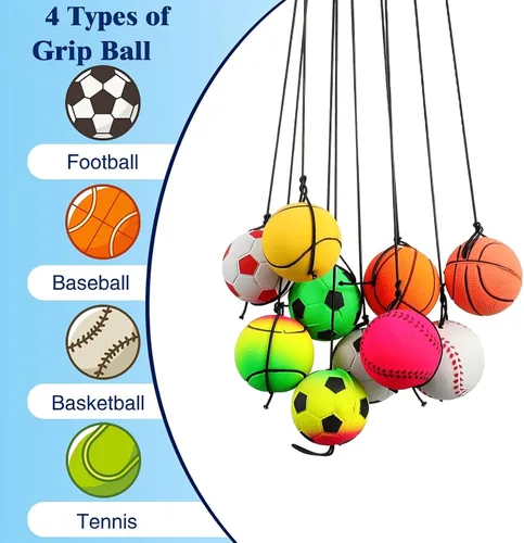 Vista 6 de Skylety Wrist Return Ball 1.85'' Rubber Sport Ball with Strap and String Rebound Bouncy Balls Basketball Baseball Soccer Tennis Wristband Toy for