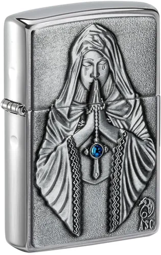 Vista 24 de Zippo - Encendedor de bolsillo cruzado Armadura San Benito Latón