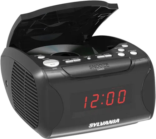 Vista 4 de Sylvania Radio reloj despertador con reproductor de CD y carga por USB