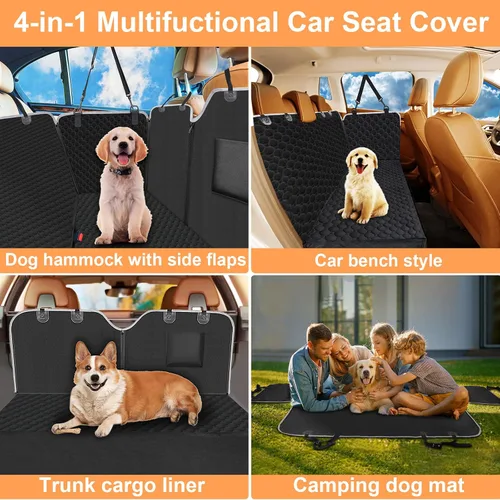 Vista 4 de Mancro Funda de asiento de automóvil para perro para asiento trasero, 2026 mejorada 600D, resistente, impermeable y resistente a los arañazos