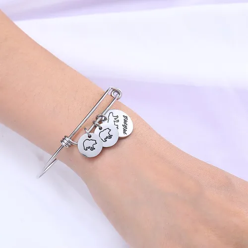 Vista 7 de Pulsera de mamá oso con pulsera ajustable de 1, 2, 3 cachorros, regalos para mamá