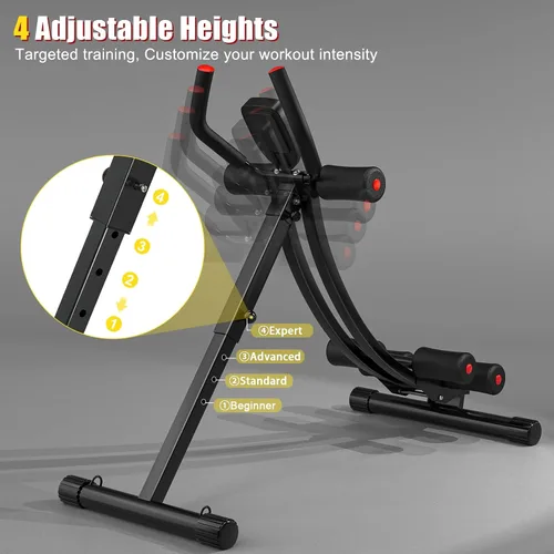 Vista 5 de Ab Machine for Home Gym, Adjustable Foldable Core Trainer Negro de una sola pista