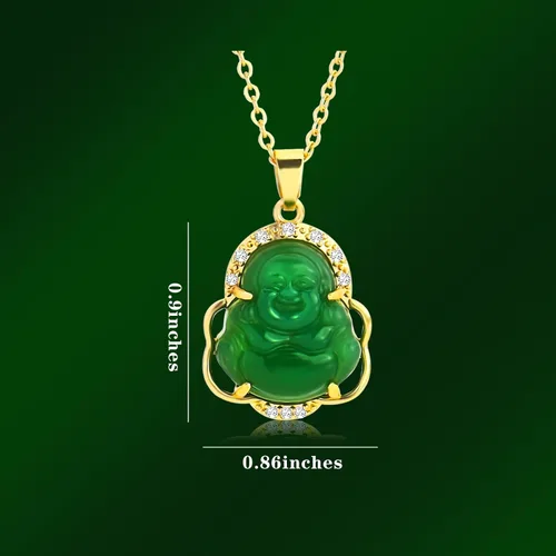 Vista 2 de NEWITIN 5 Pieces Laughing Buddha Necklaces for Women Colorful Crystal Cubic Zirconia Buddha Pendant Necklace Bling Gold Plated Chains Good Luck