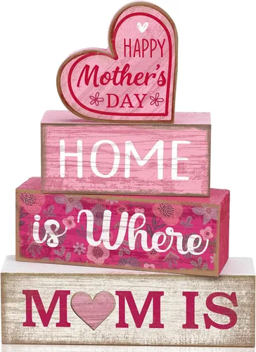 Vista 137 de Lineshading 4 piezas de decoración de mesa de Halloween espeluznante café apilado, decoración de bloques apilados de madera, letreros con tapa