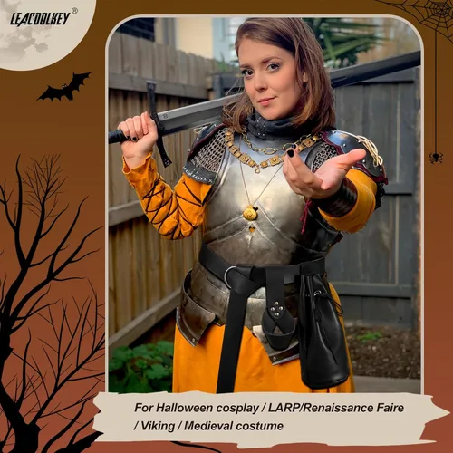 Vista 4 de Riñonera de cuero medieval y funda de espada renacentista para caballero Halloween Cosplay