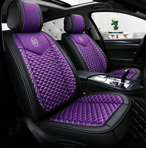 Vista 9 de Bling - Fundas de asiento de automóvil de seda y cuero retro con celosía, ajuste universal (negro básico)
