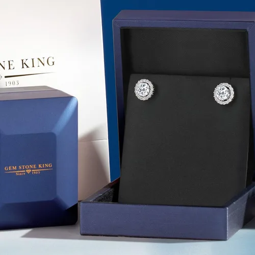 Vista 109 de Gem Stone King Aretes redondos de plata de ley 925 de 0.236 in con piedra natal extraíble para mujer