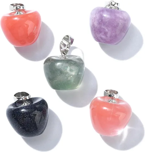 Vista 11 de Ipotkitt 100 dijes de chakras de piedra teñida de dolomita natural de colores mixtos para hacer joyas, collares, aretes