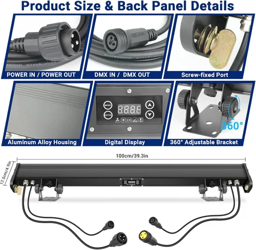 Vista 7 de Barra de luz de lavado LED: IP65 impermeable 150W 24LED RGBWA+UV