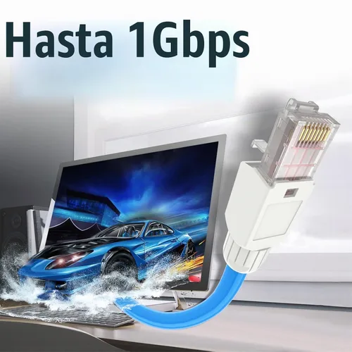 Vista 3 de VCELINK - Conector RJ45 Cat6 sin herramientas, paquete de 2, chapado en oro, UTP 23-26AWG 23-26 AWG Network Cable Compatibility, Toolless Field