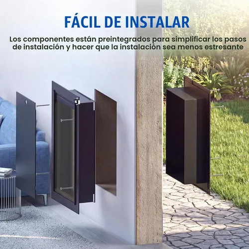 Vista 6 de Puerta para perro XL para pared, puerta de perro extra grande totalmente de aluminio, puerta de servicio pesado para mascotas, fácil de instalar, 2