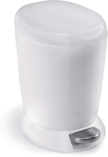 Vista 5 de simplehuman Cubo de basura redondo de plástico compacto con escalón para baño de 6 litros/1.6 galones, negro