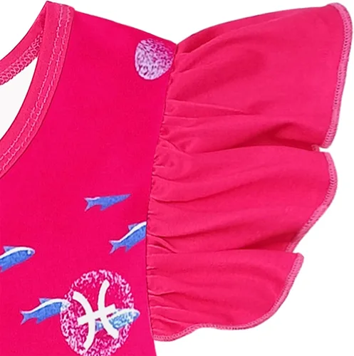 Vista 4 de PUNICS Vestido de sirena para niñas pequeñas, disfraz de película de dibujos animados 2023, manga con volantes, traje de verano, regalo