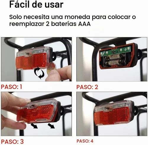 Vista 8 de Luz trasera para portabicicletas con 2 modos constante e intermitente, luz trasera de bicicleta fácil de instalar en el estante de carga, ajuste
