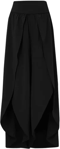 Vista 7 de Pantalones fluidos para mujer, pantalones casuales de pierna ancha con abertura, talla grande, bohemio, cintura alta, para yoga, hippie, pilates